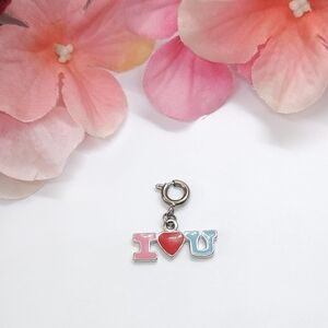 Sterling Silver Pink Red & Blue I ♡ U Pendant or Charm I Love You Jewelry Making